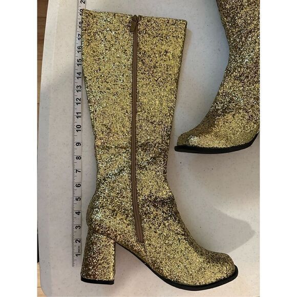 Ellie Women's Gold Glitter Go-Go Chelsea Boots Size 10 - Picture 4 of 9